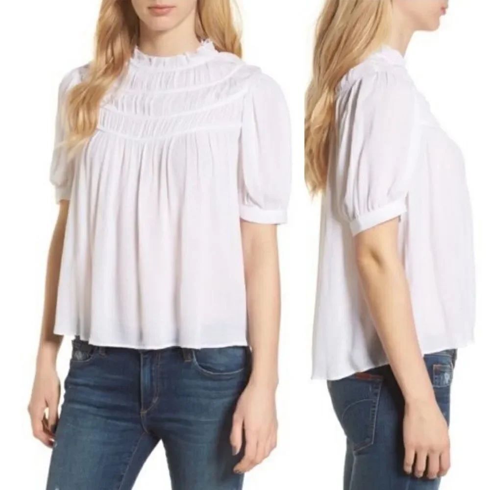 Hinge Rouched Puff Sleeve Top Size Small